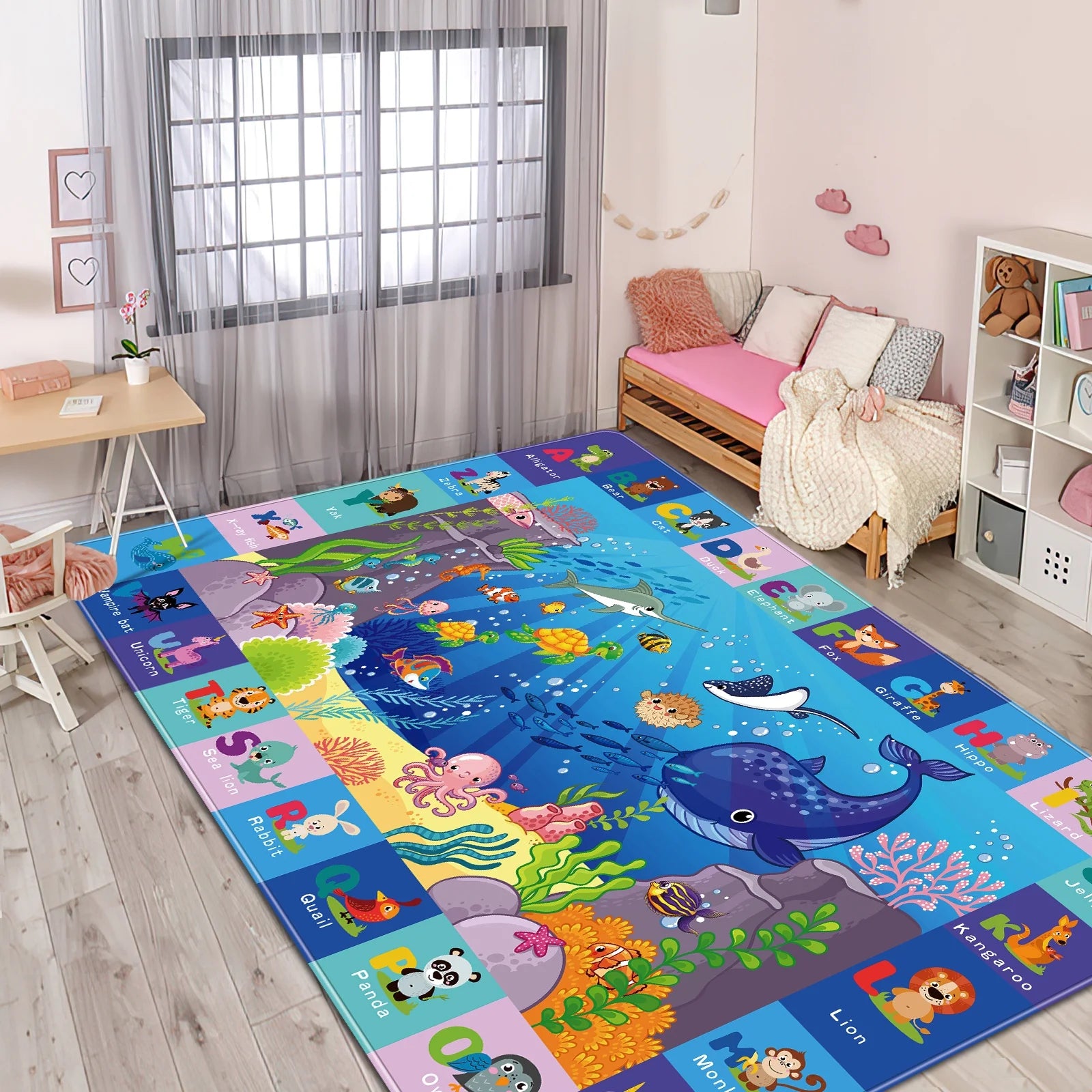 AKUNRUG Baby Play Mat for Floor, Kids Rug Playmat Baby Crawling Mat Educational Tummy Time Mat Soft ABC Play Mat for Toddlers Infants Kids Rug for Playroom Classroom（39.37X59.05 INCH）