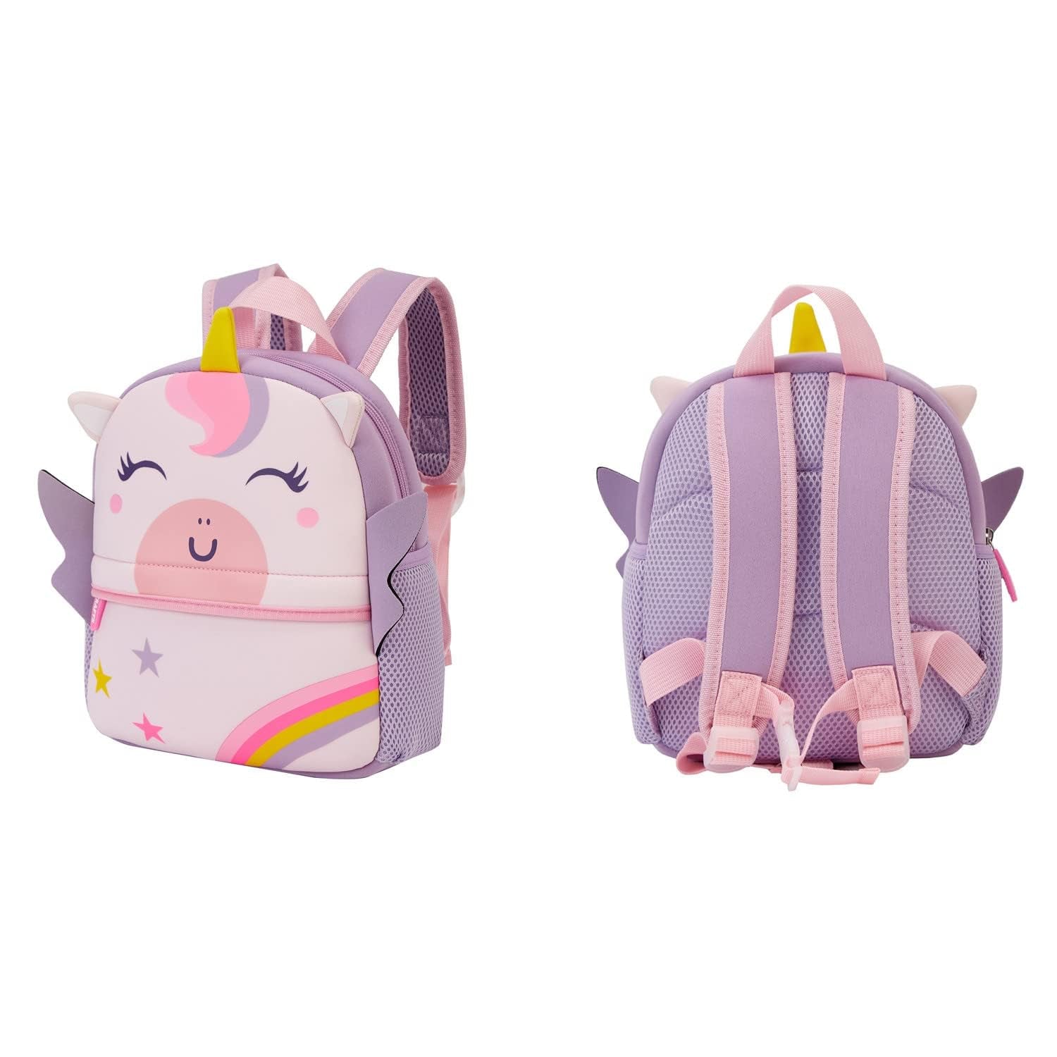 Preschool Toddler Backpack with Leash, 3D Cute Cartoon Neoprene Animal Schoolbag for Kids Boys Girls(Baby Unicorn)