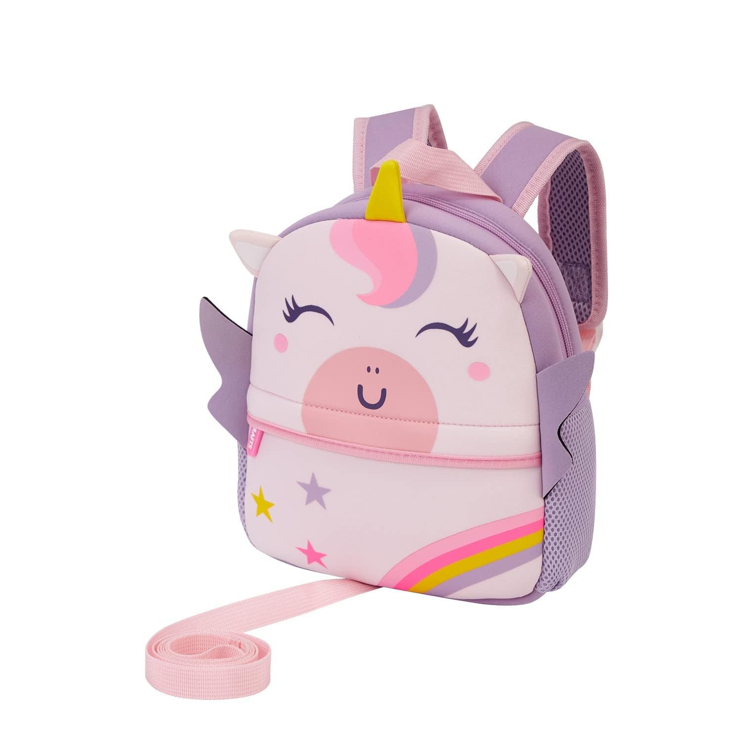 Preschool Toddler Backpack with Leash, 3D Cute Cartoon Neoprene Animal Schoolbag for Kids Boys Girls(Baby Unicorn)
