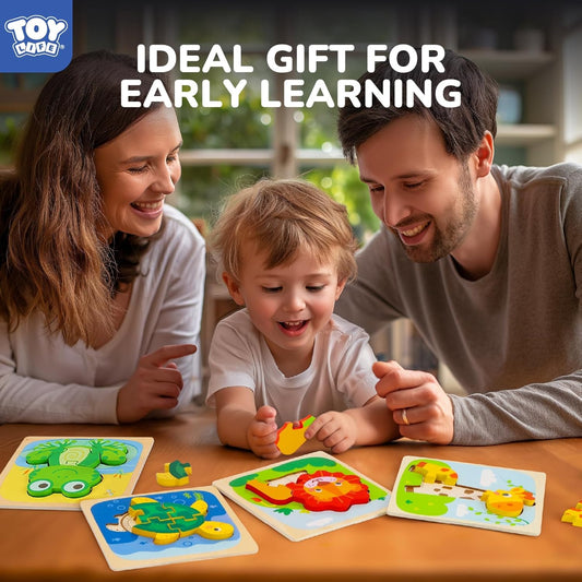Wooden Puzzles for Toddlers 2-4, Toddler Montessori Toys for 1 2 3 Year Old Boys Girls, Animals Wood Jigsaw Puzzles, Educational Learning Toy Kids Puzzle, Best Gifts for Baby Age 1-3 2-4