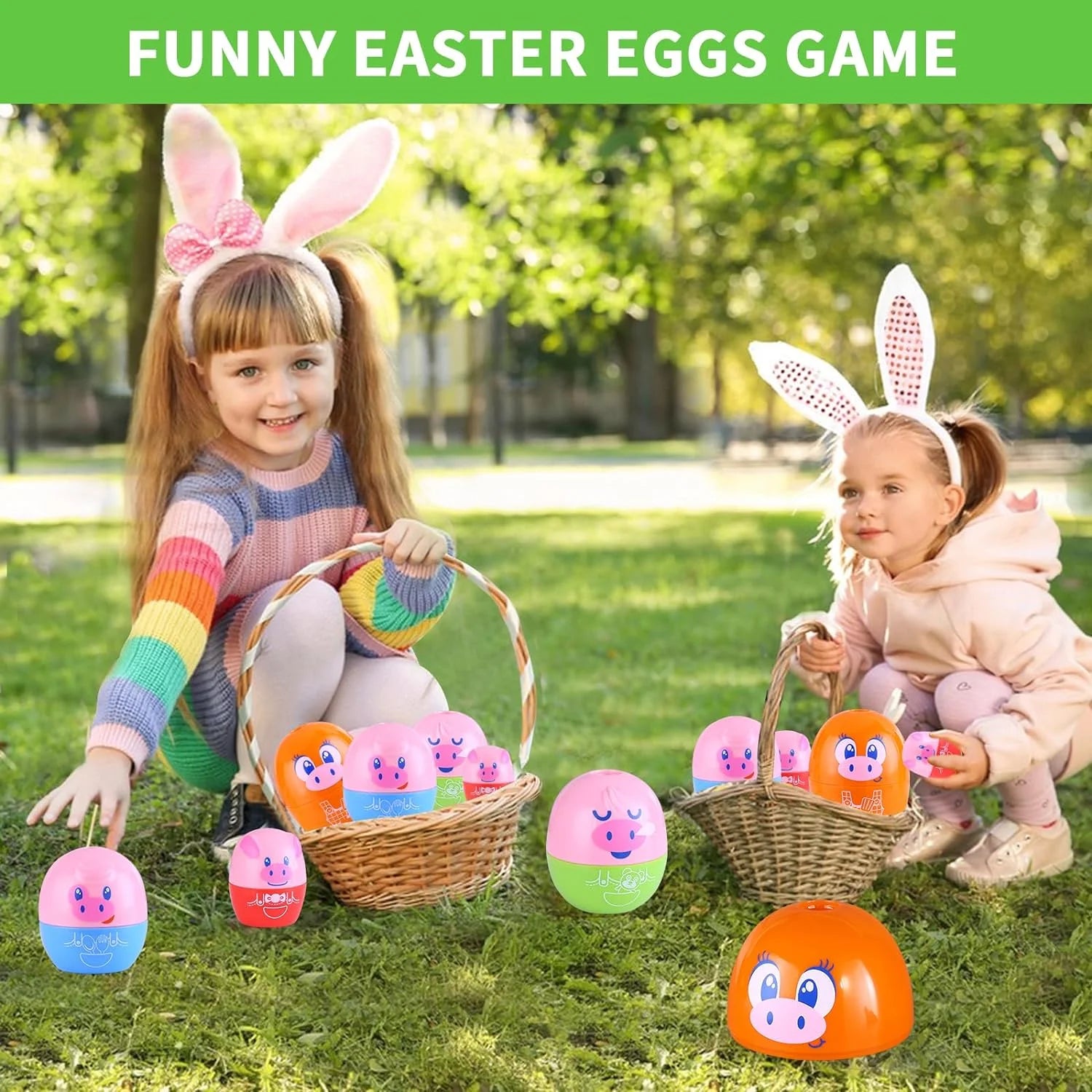 Matching Egg Toys for Toddlers, 8PCS Piggy Toys for Kids, Montessori Toys for 1 Year Old, Shape Sorter Stacking Nesting Dolls Sensory Learning Speech Therapy Birthday Gift 18+ Months