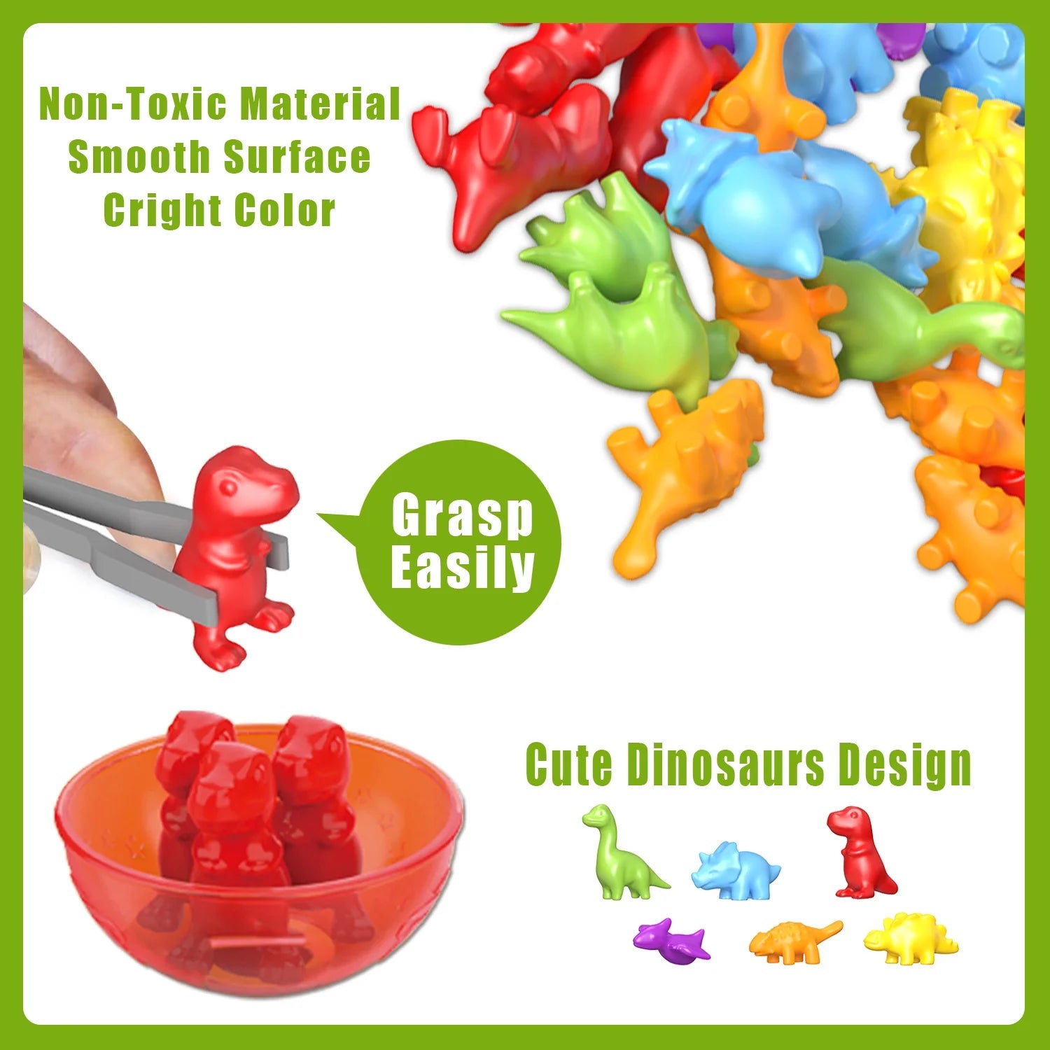 Counting Dinosaurs Toys, Learning Toys for 3 4 5 6 Years Old Boys Girls, Toddler Preschool Sensory Early Educational Toys Ages 2-4, 5-7