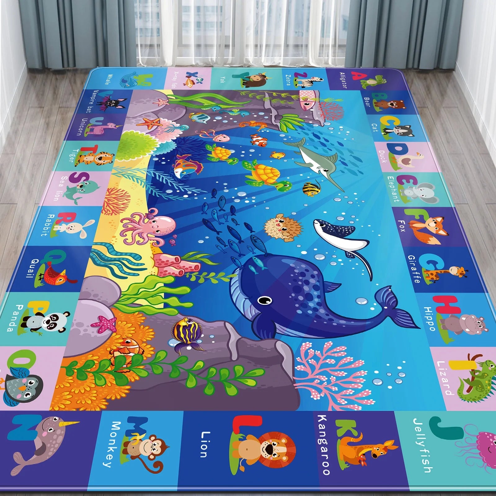 AKUNRUG Baby Play Mat for Floor, Kids Rug Playmat Baby Crawling Mat Educational Tummy Time Mat Soft ABC Play Mat for Toddlers Infants Kids Rug for Playroom Classroom（39.37X59.05 INCH）